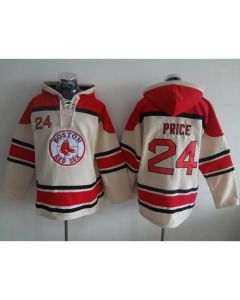 Red Sox #24 David Price Cream Sawyer Hooded Sweatshirt MLB Hoodie