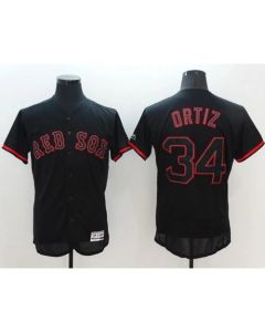 Red Sox #34 David Ortiz Black Fashion Flexbase Authentic Collection Stitched MLB Jersey