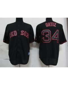 Red Sox #34 David Ortiz Black Fashion Stitched MLB Jersey