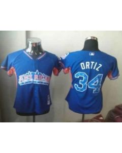 Red Sox #34 David Ortiz Blue 2013 All-Star Women's Stitched MLB Jersey