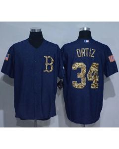 Red Sox #34 David Ortiz Denim Blue Salute to Service Stitched MLB Jersey