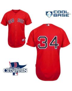 Red Sox #34 David Ortiz Red Cool Base 2013 World Series Champions Patch Stitched MLB Jersey
