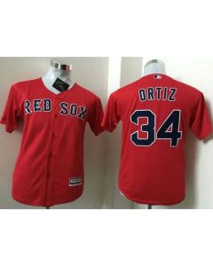 Red Sox #34 David Ortiz Red Cool Base Name On Back Stitched Youth MLB Jersey