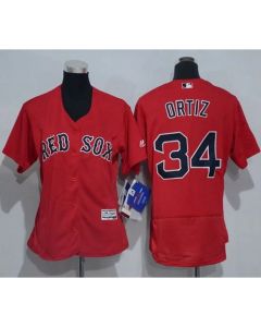 Red Sox #34 David Ortiz Red Flexbase Authentic Women's Stitched MLB Jersey