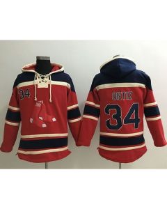 Red Sox #34 David Ortiz Red Sawyer Hooded Sweatshirt MLB Hoodie