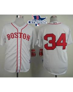 Red Sox #34 David Ortiz White Cool Base 2013 World Series Champions Patch Stitched MLB Jersey