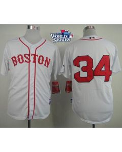 Red Sox #34 David Ortiz White Cool Base 2013 World Series Patch Stitched MLB Jersey