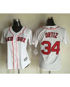 Red Sox #34 David Ortiz White Women's Fashion Stitched MLB Jersey