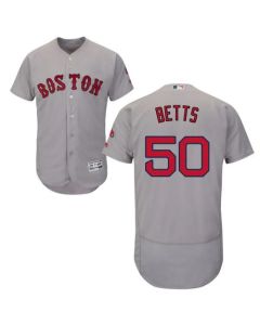 Red Sox #50 Mookie Betts Grey Flexbase Authentic Collection Stitched MLB Jersey