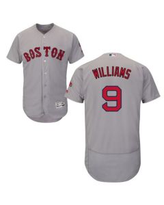Red Sox #9 Ted Williams Grey Flexbase Authentic Collection Stitched MLB Jersey