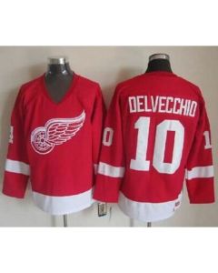 Red Wings #10 Alex Delvecchio Red CCM Throwback Stitched NHL Jersey