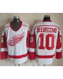 Red Wings #10 Alex Delvecchio White CCM Throwback Stitched NHL Jersey