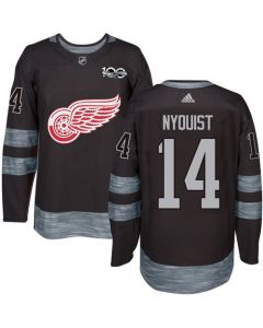 Red Wings #14 Gustav Nyquist Black 1917-2017 100th Anniversary Stitched NHL Jersey