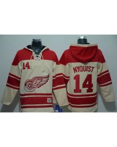Red Wings #14 Gustav Nyquist Cream Sawyer Hooded Sweatshirt Stitched NHL Jersey