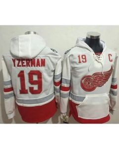 Red Wings #19 Steve Yzerman White Name & Number Pullover NHL Hoodie