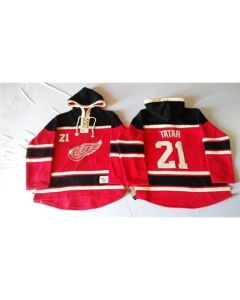 Red Wings #21 Tomas Tatar Red Sawyer Hooded Sweatshirt Stitched NHL Jersey