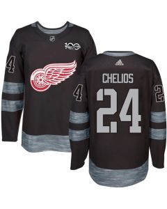Red Wings #24 Chris Chelios Black 1917-2017 100th Anniversary Stitched NHL Jersey