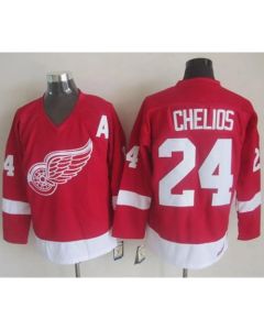 Red Wings #24 Chris Chelios Red CCM Throwback Stitched NHL Jersey