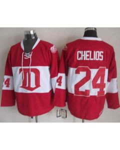 Red Wings #24 Chris Chelios Red Winter Classic CCM Throwback Stitched NHL Jersey