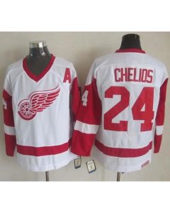 Red Wings #24 Chris Chelios White CCM Throwback Stitched NHL Jersey