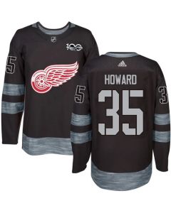 Red Wings #35 Jimmy Howard Black 1917-2017 100th Anniversary Stitched NHL Jersey