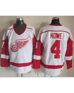 Red Wings #4 Gordie Howe White CCM Throwback Stitched NHL Jersey