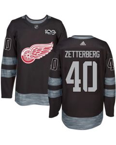 Red Wings #40 Henrik Zetterberg Black 1917-2017 100th Anniversary Stitched NHL Jersey