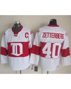 Red Wings #40 Henrik Zetterberg White Winter Classic CCM Throwback Stitched NHL Jersey