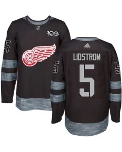 Red Wings #5 Nicklas Lidstrom Black 1917-2017 100th Anniversary Stitched NHL Jersey