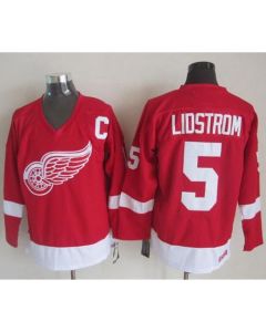 Red Wings #5 Nicklas Lidstrom Red CCM Throwback Stitched NHL Jersey