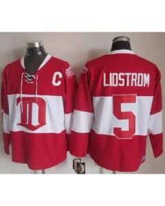 Red Wings #5 Nicklas Lidstrom Red Winter Classic CCM Throwback Stitched NHL Jersey