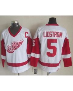 Red Wings #5 Nicklas Lidstrom White CCM Throwback Stitched NHL Jersey
