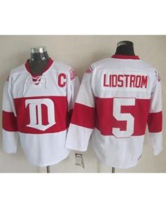 Red Wings #5 Nicklas Lidstrom White Winter Classic CCM Throwback Stitched NHL Jersey