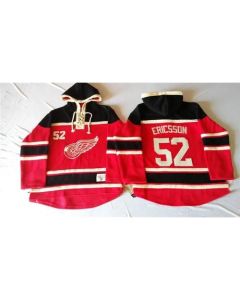 Red Wings #52 Jonathan Ericsson Red Sawyer Hooded Sweatshirt Stitched NHL Jersey