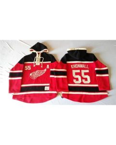 Red Wings #55 Niklas Kronwall Red Sawyer Hooded Sweatshirt Stitched NHL Jersey