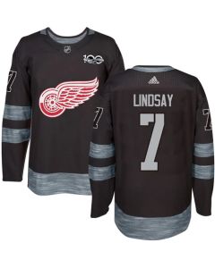 Red Wings #7 Ted Lindsay Black 1917-2017 100th Anniversary Stitched NHL Jersey