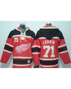 Red Wings #71 Dylan Larkin Red Sawyer Hooded Sweatshirt Stitched NHL Jersey
