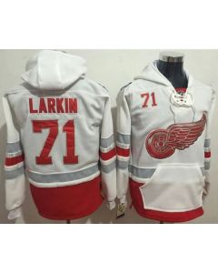 Red Wings #71 Dylan Larkin White Name & Number Pullover NHL Hoodie