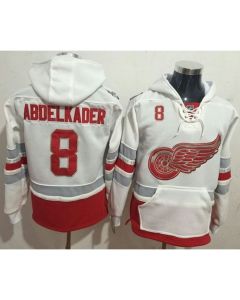 Red Wings #8 Justin Abdelkader White Name & Number Pullover NHL Hoodie
