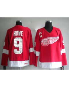 Red Wings #9 Gordie Howe Red CCM Stitched NHL Jersey