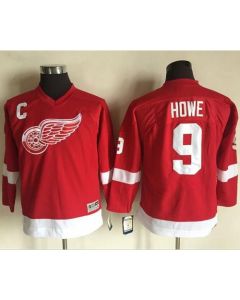 Red Wings #9 Gordie Howe Red CCM Throwback Stitched Youth NHL Jersey