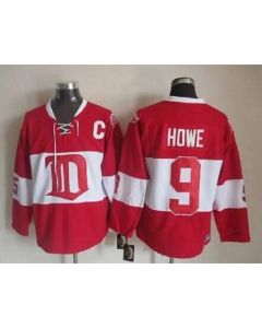 Red Wings #9 Gordie Howe Red Winter Classic CCM Throwback Stitched NHL Jersey