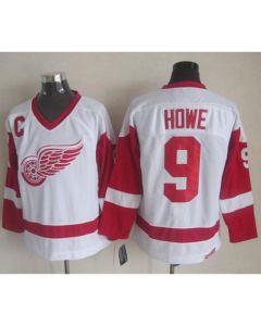 Red Wings #9 Gordie Howe White CCM Throwback Stitched NHL Jersey