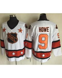 Red Wings #9 Gordie Howe White/Orange All Star CCM Throwback Stitched NHL Jersey