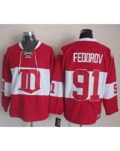 Red Wings #91 Sergei Fedorov Red Winter Classic CCM Throwback Stitched NHL Jersey