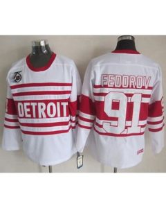 Red Wings #91 Sergei Fedorov White 75TH CCM Stitched NHL Jersey