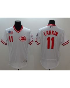 Reds #11 Barry Larkin White Flexbase Authentic Collection Cooperstown Stitched MLB Jersey