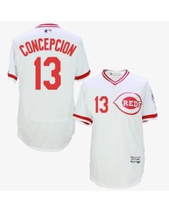 Reds #13 Concepcion White Flexbase Authentic Collection Cooperstown Stitched MLB Jersey