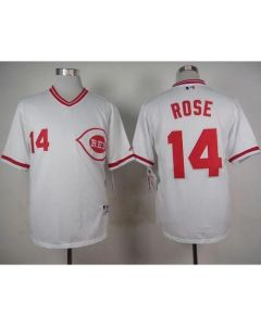 Reds #14 Pete Rose White 1990 Turn Back The Clock Stitched MLB Jersey