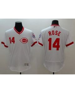 Reds #14 Pete Rose White Flexbase Authentic Collection Cooperstown Stitched MLB Jersey